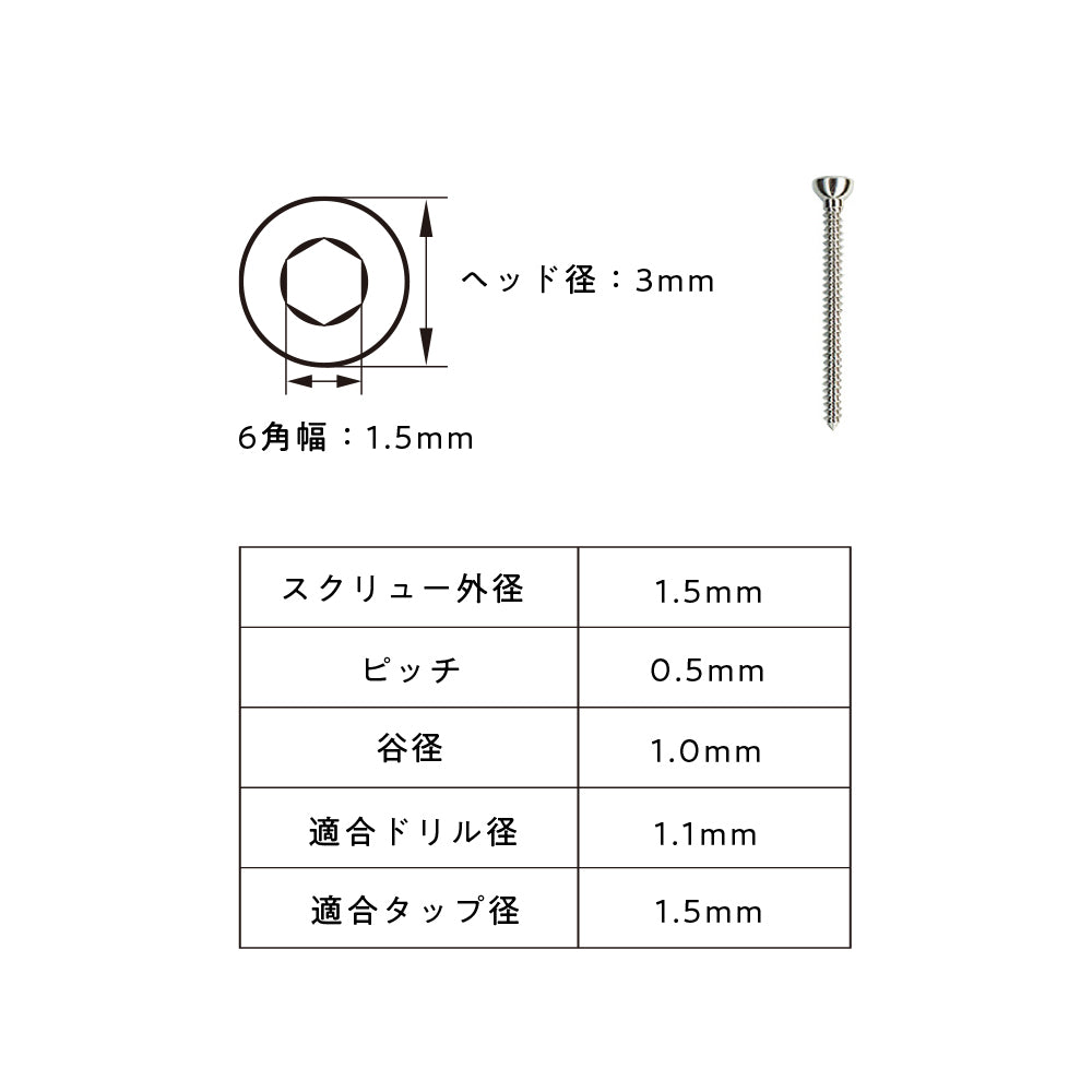 1.5mm径皮質骨スクリュー