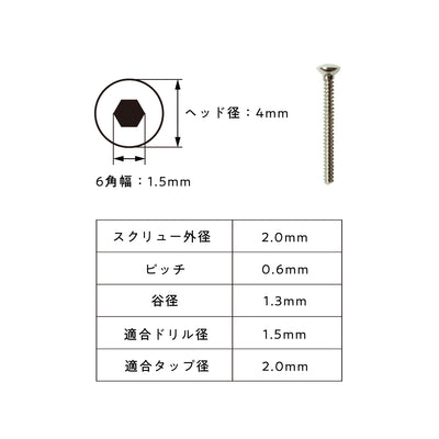 2.0mm径皮質骨用スクリュー