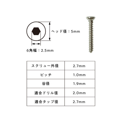 2.7mm径皮質骨用スクリュー