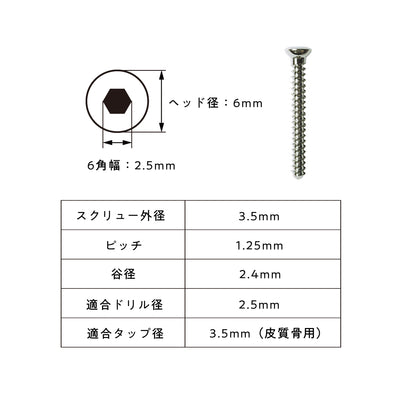 3.5mm径皮質骨用スクリュー